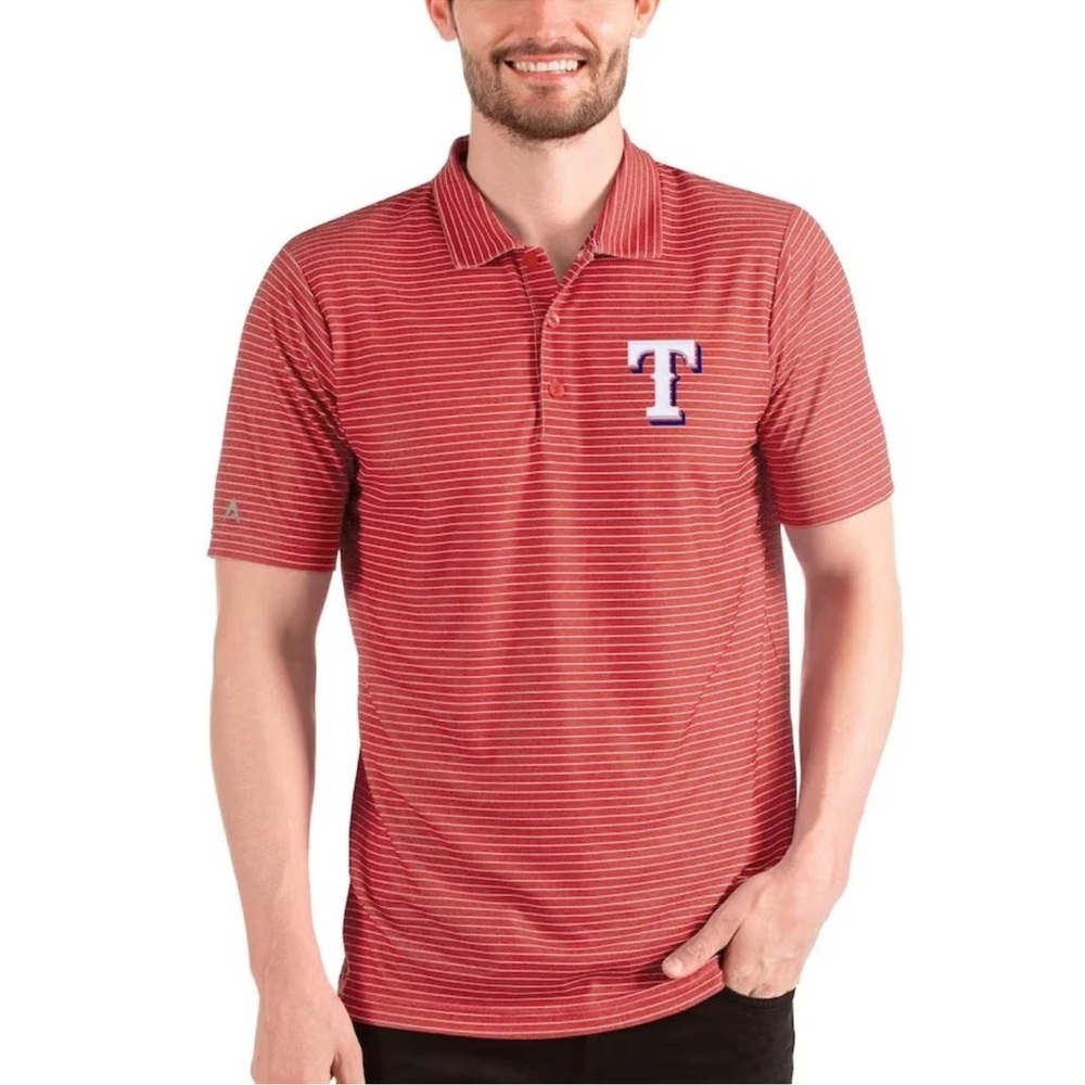 Red Polo golf Shirt with Texas Rangers Baseball MLB Logo